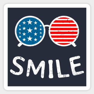 Vintage USA Flag Smile Sunglasses Sticker